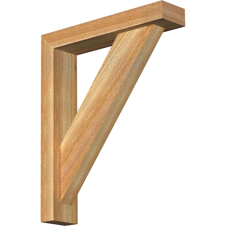 Ekena Millwork Traditional Block Rough Sawn Bracket w/ Offset Brace, Western Red Cedar, 4"W x 18"D x 22"H BKT0402X18X22TRA05RWR